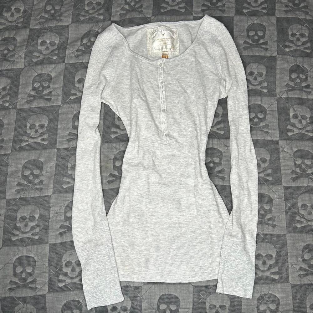 Grey henley long sleeve size